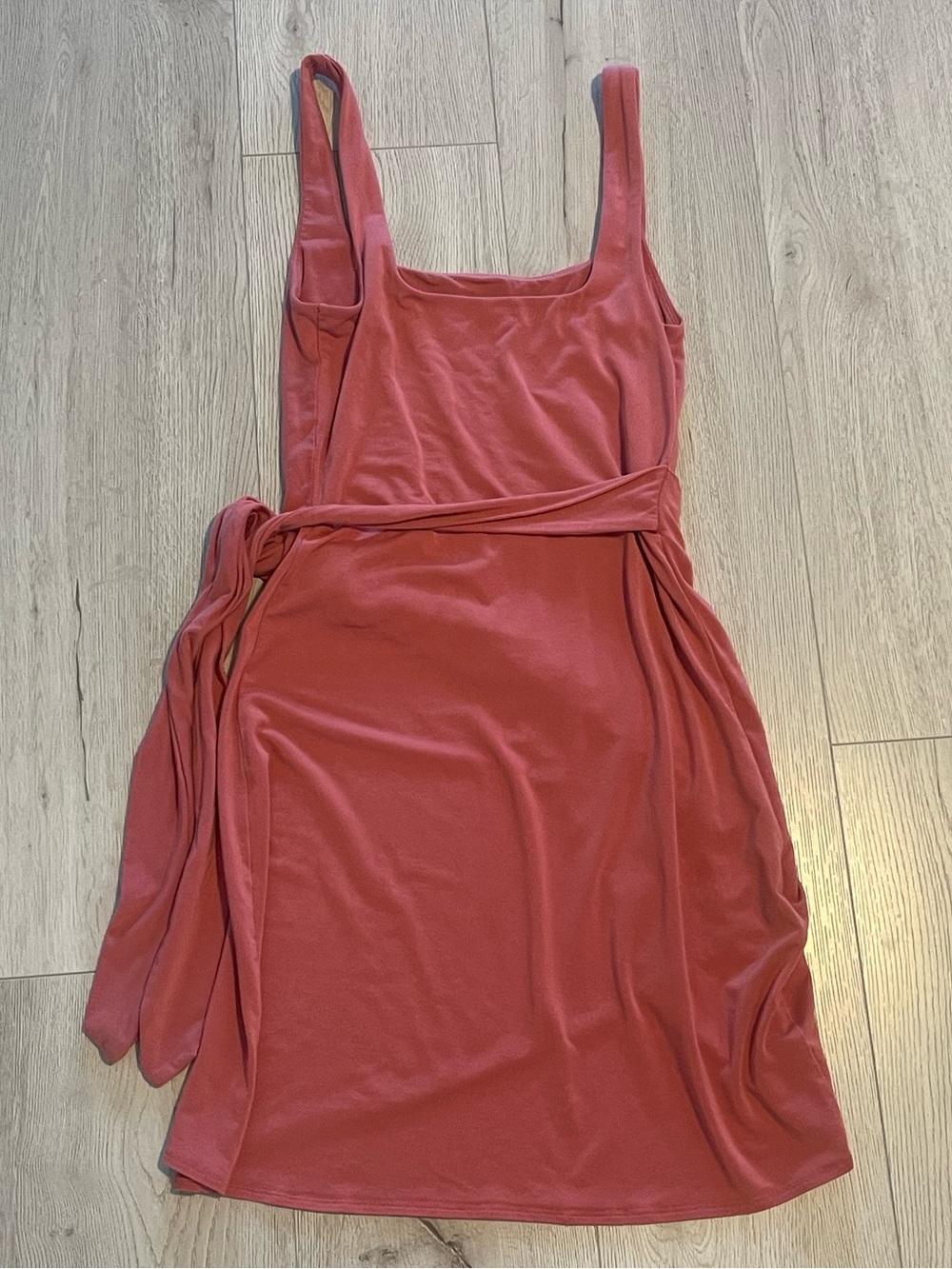 Aritzia Wilfred Saturn Mini Dress - Warm Sienna Red Jersey Wrap Dress - Picture 10 of 10